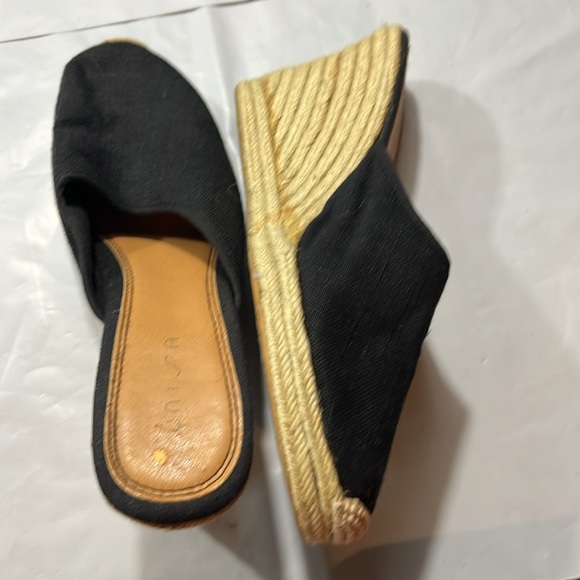 Sunisa BLACK tan Espadrille Wedge Sandals slip on 3.5”heel size 8 festival beach - Picture 9 of 10